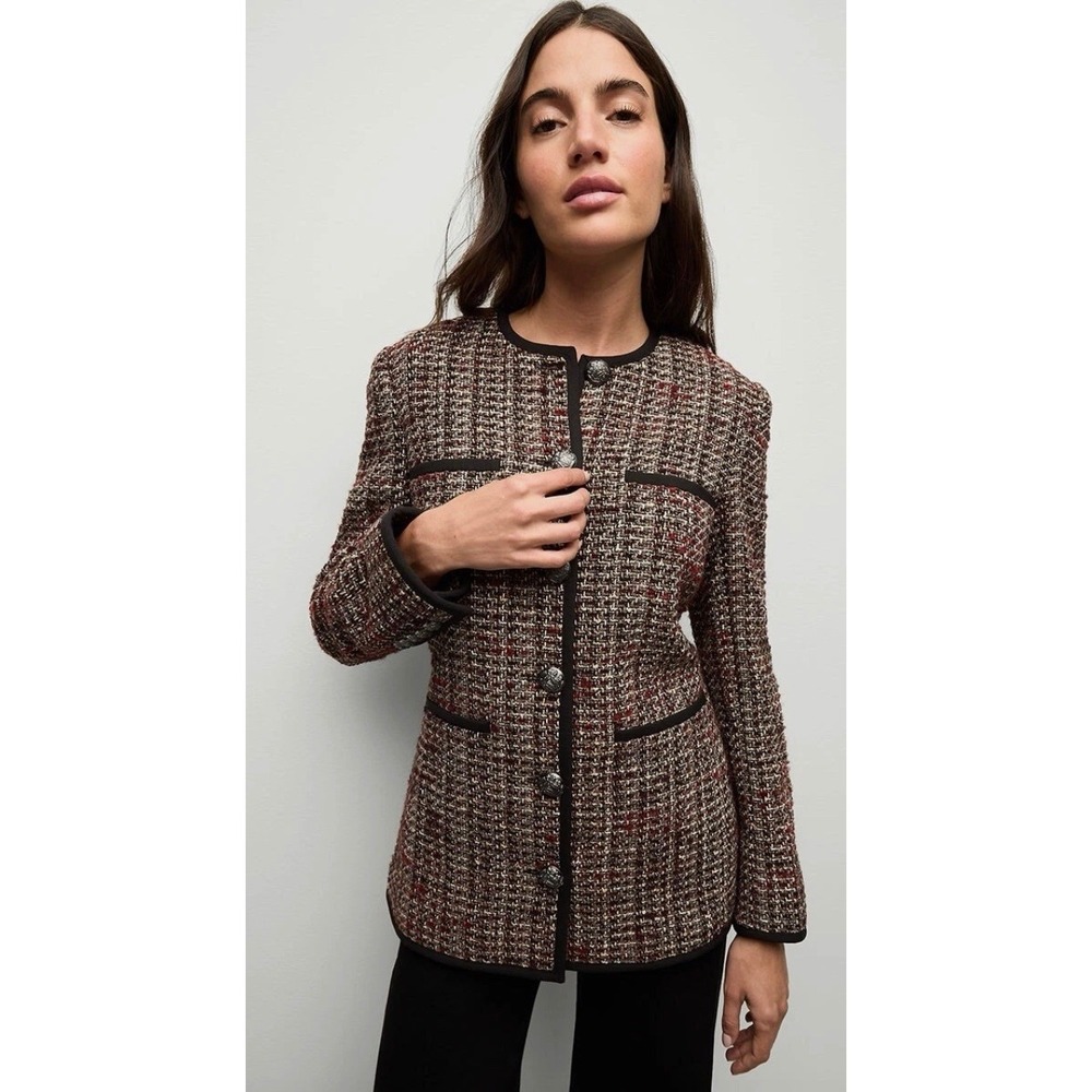 Veronica Beard Watkins Brown Multicolor Tweed Dickey Jacket Size 4